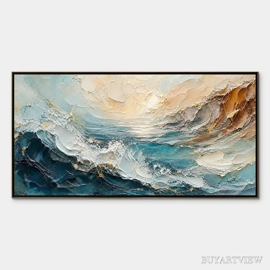 Turquoise Rush – Turquoise Ocean Wave Painting