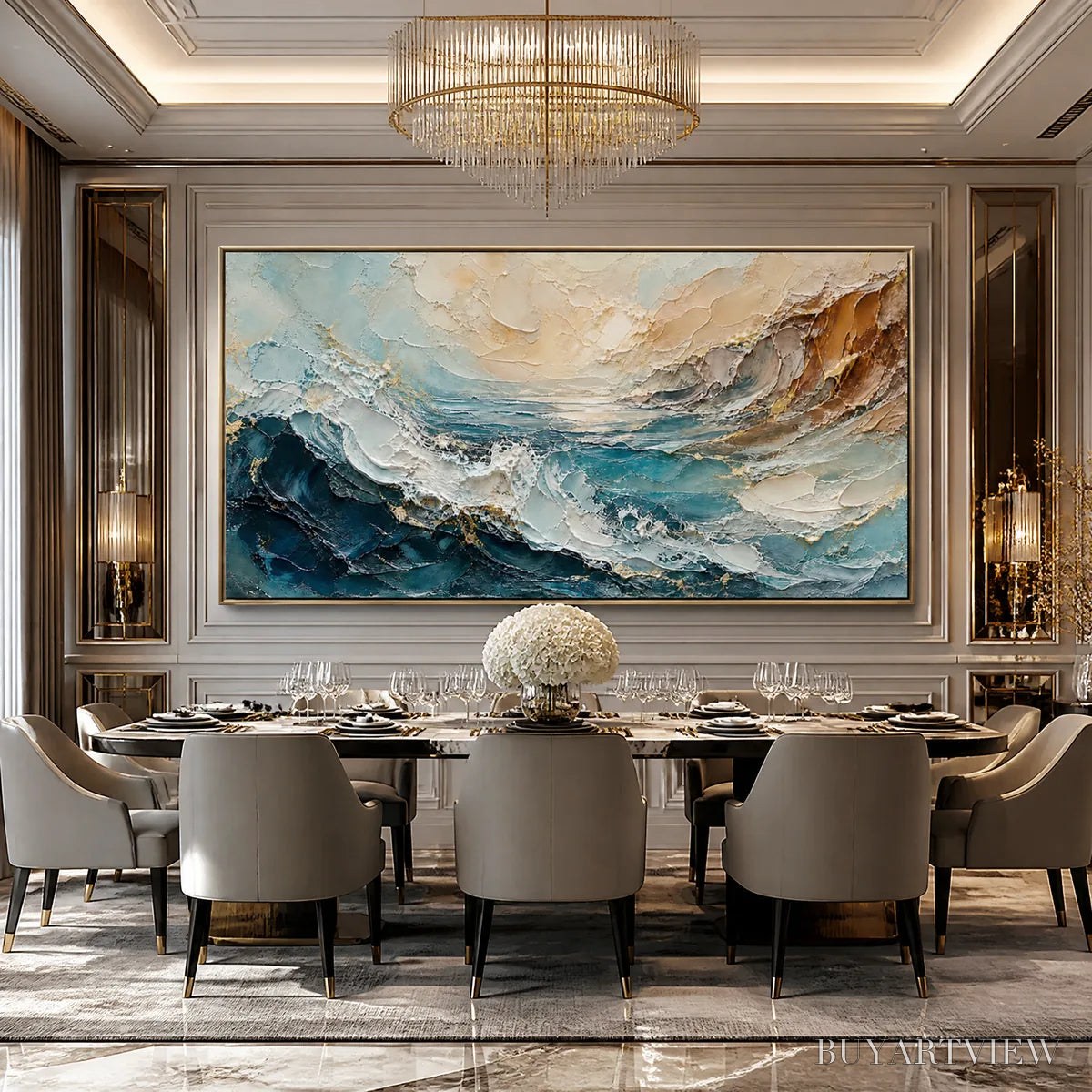 ARTOVITAS Turquoise Rush – Turquoise Ocean Wave Painting - image 2