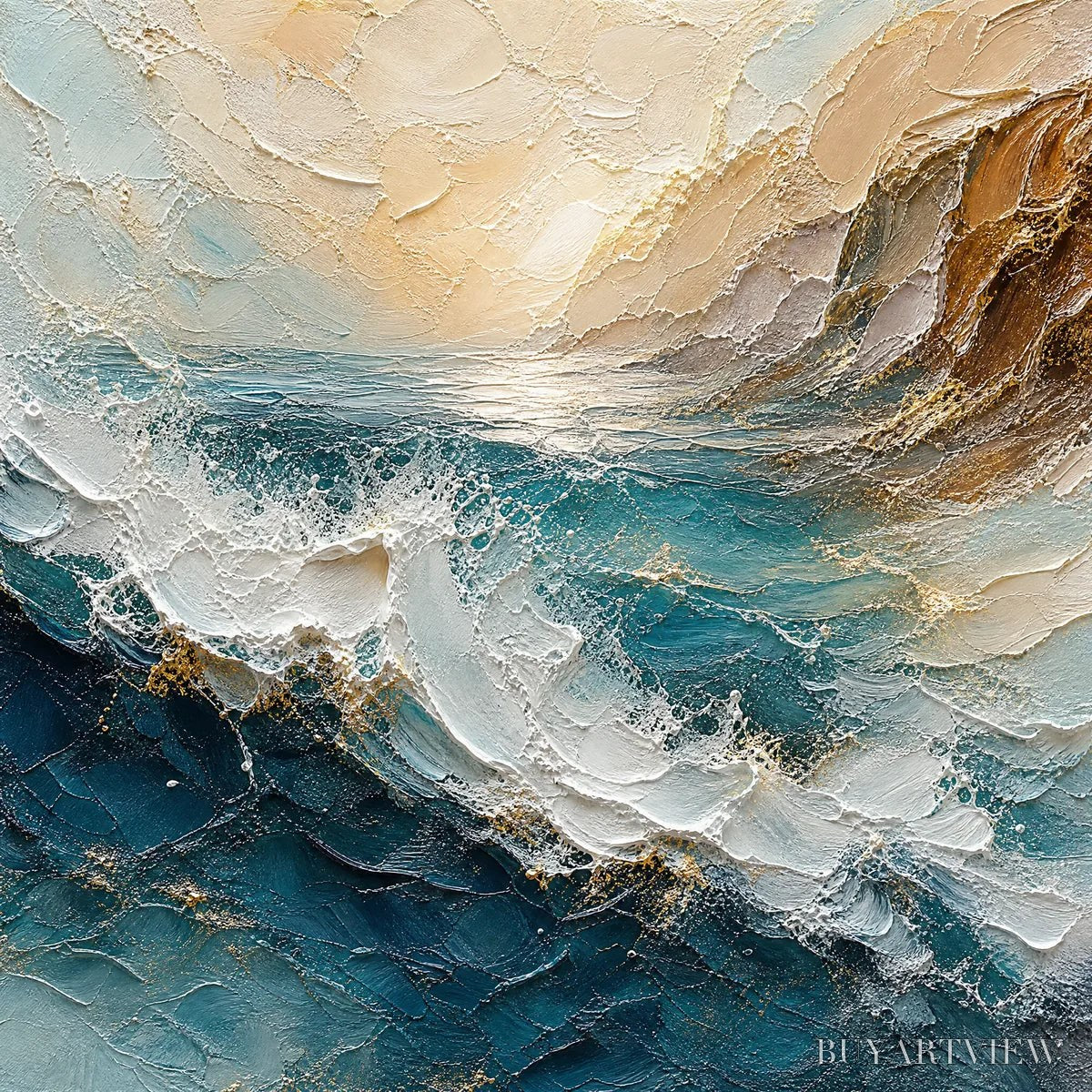 ARTOVITAS Turquoise Rush – Turquoise Ocean Wave Painting - image 3
