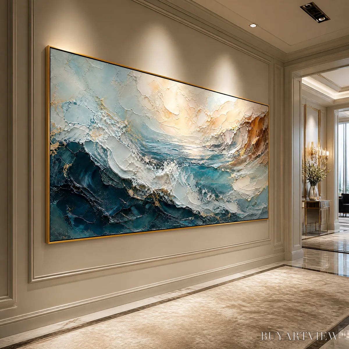 ARTOVITAS Turquoise Rush – Turquoise Ocean Wave Painting - image 4