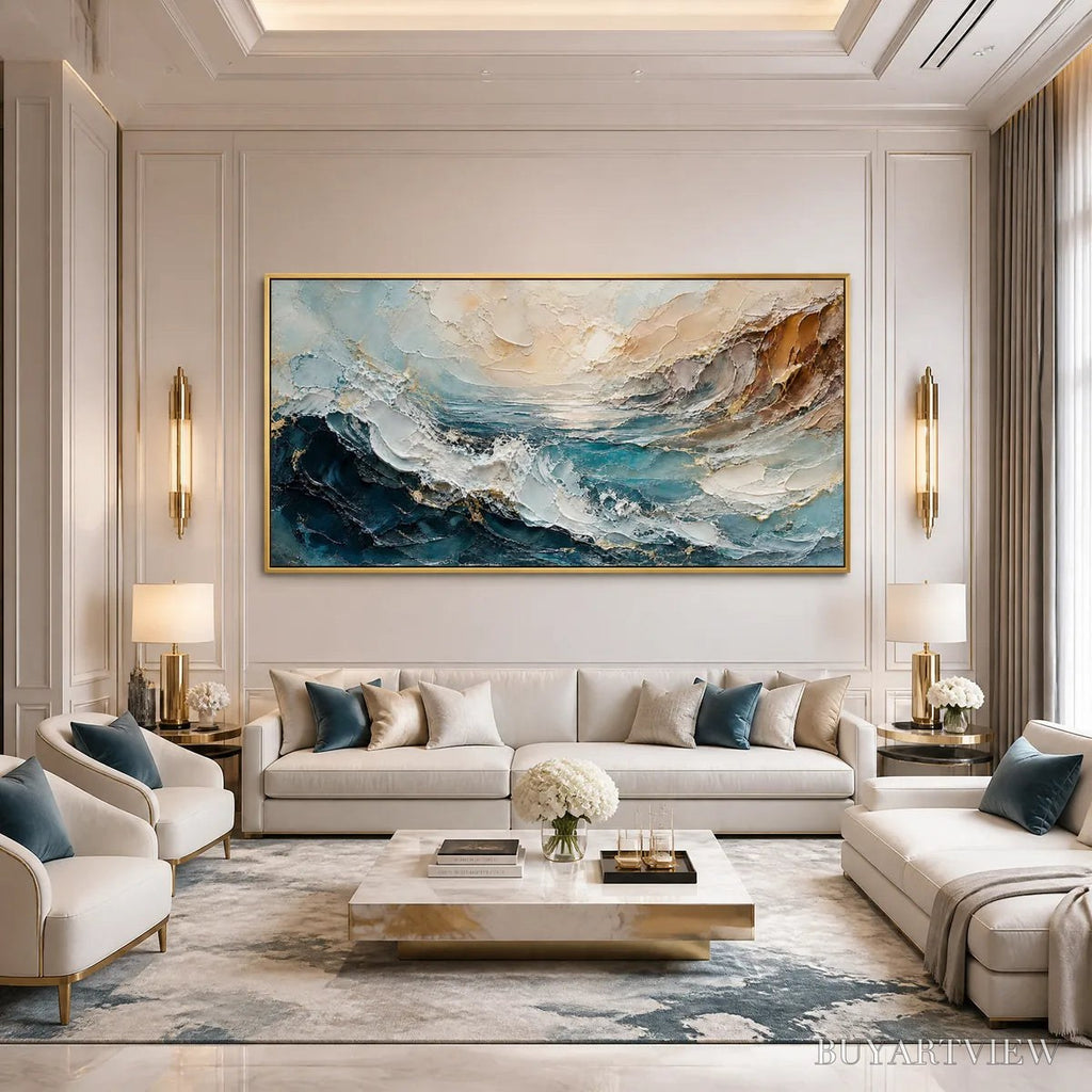 ARTOVITAS Turquoise Rush – Turquoise Ocean Wave Painting - image 5