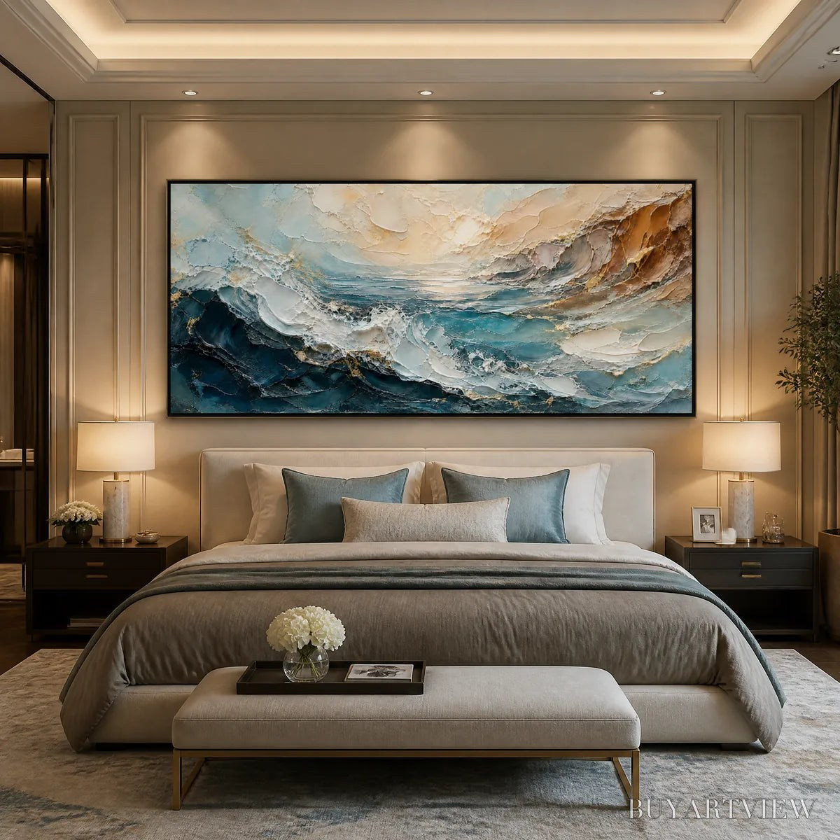 ARTOVITAS Turquoise Rush – Turquoise Ocean Wave Painting - image 6
