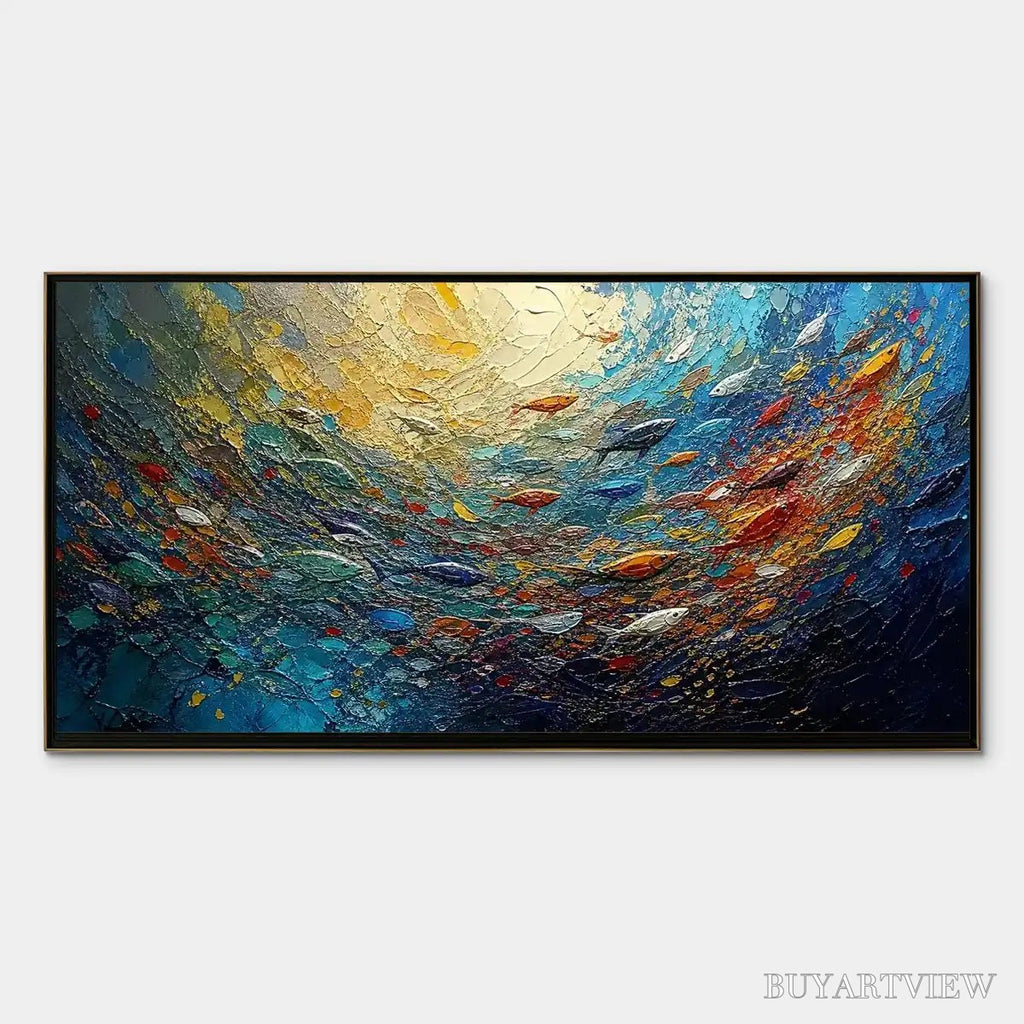 ARTOVITAS Deep Tide – Deep Blue Abstract Ocean Painting - image 1