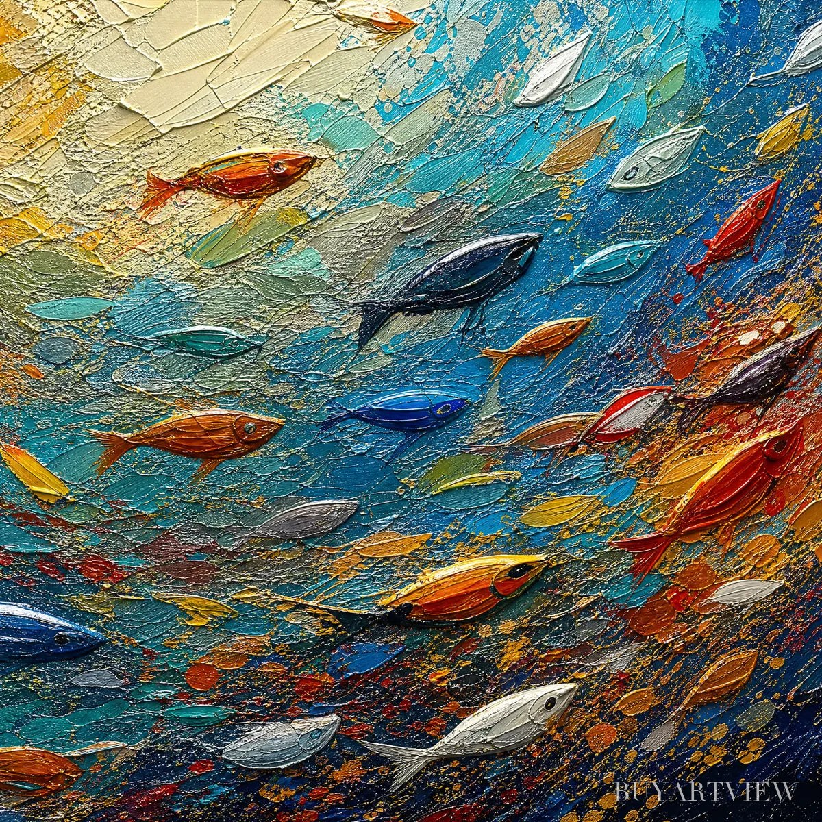 ARTOVITAS Deep Tide – Deep Blue Abstract Ocean Painting - image 3