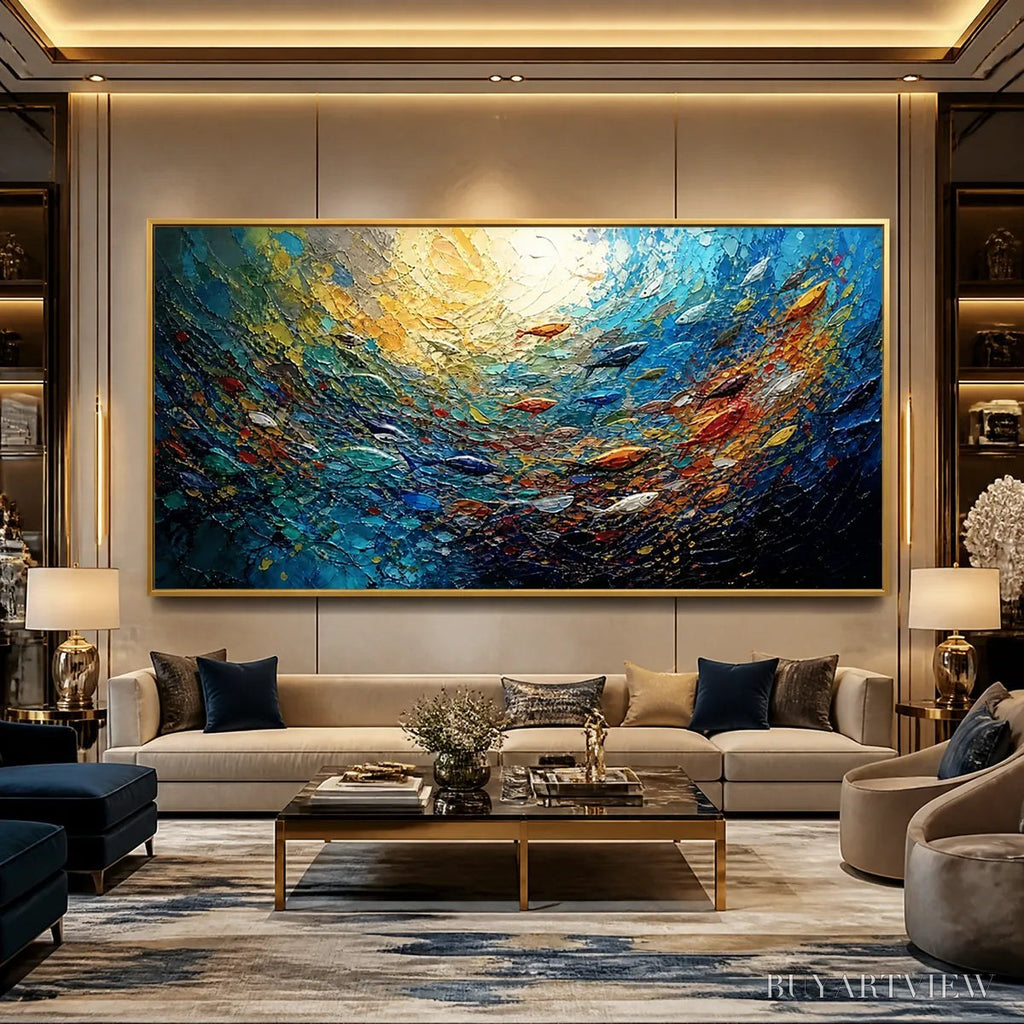 ARTOVITAS Deep Tide – Deep Blue Abstract Ocean Painting - image 5