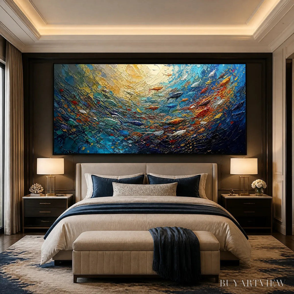 ARTOVITAS Deep Tide – Deep Blue Abstract Ocean Painting - image 6