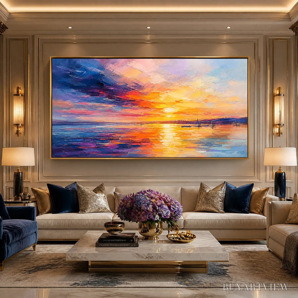 ARTOVITAS Violet Sunset – Sunset Ocean Seascape Painting - image 2
