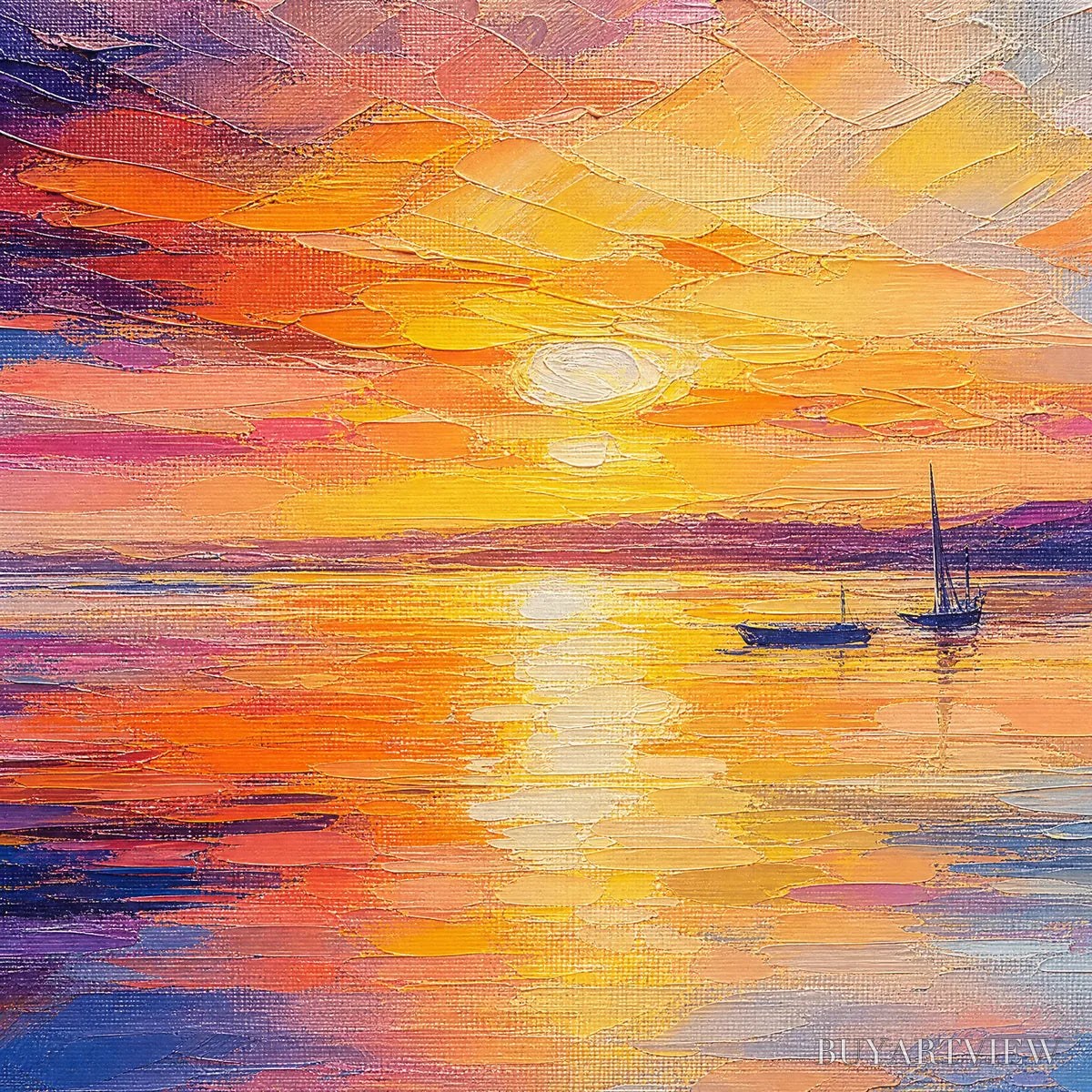 ARTOVITAS Violet Sunset – Sunset Ocean Seascape Painting - image 3