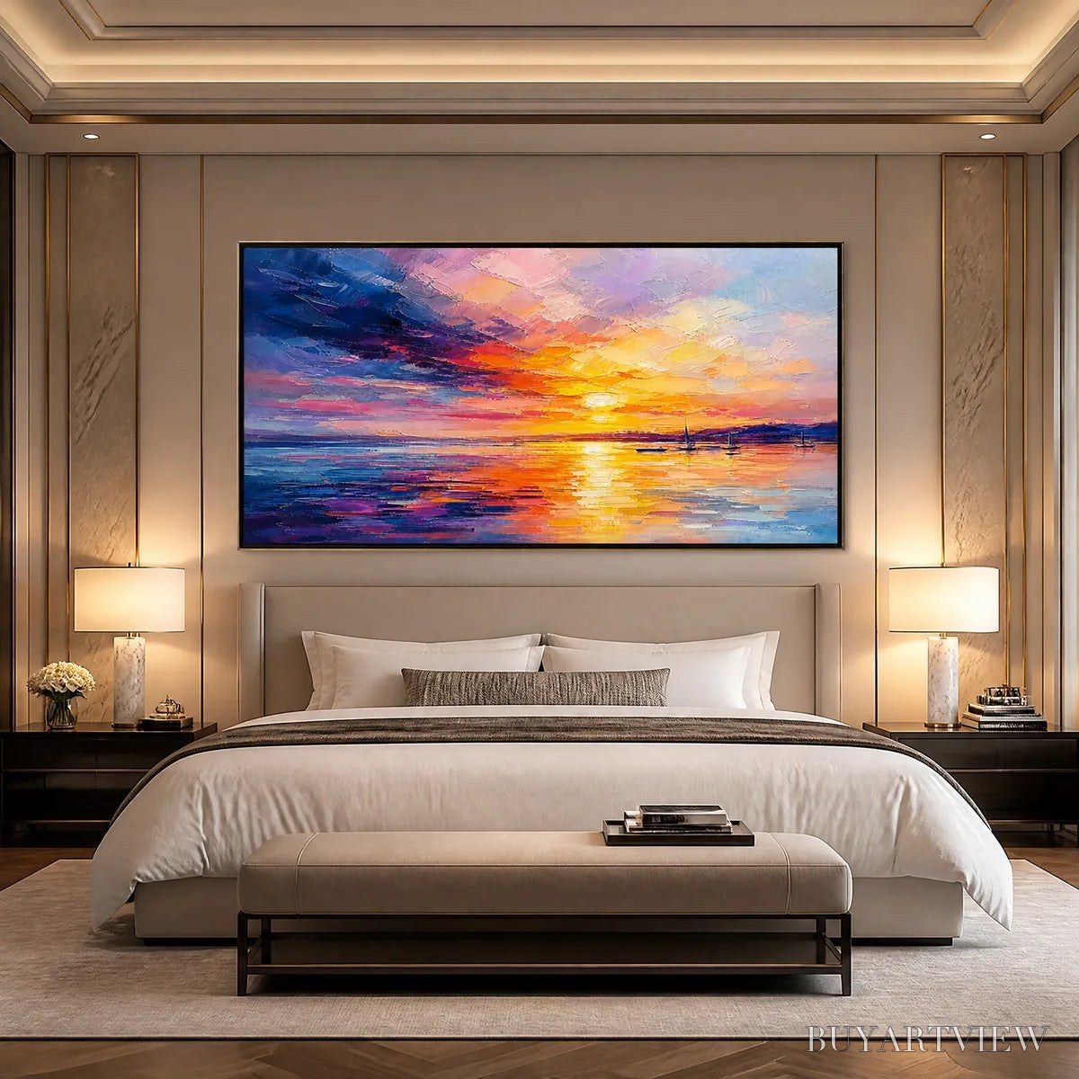 ARTOVITAS Violet Sunset – Sunset Ocean Seascape Painting - image 5