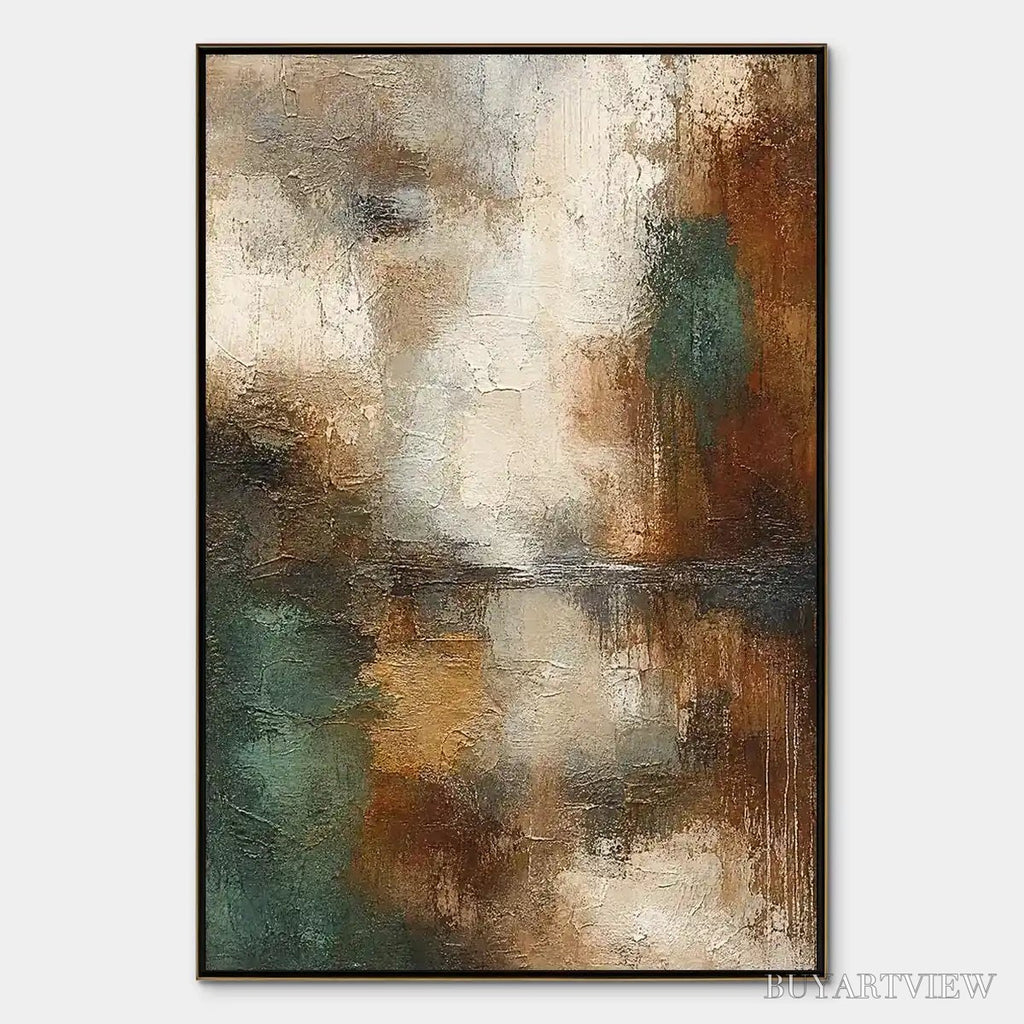 ARTOVITAS Rusted Shore – Rust Teal Abstract Landscape - image 1
