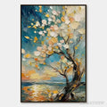 ARTOVITAS Springtide Tree – Blossom Tree Seascape Painting - image 1