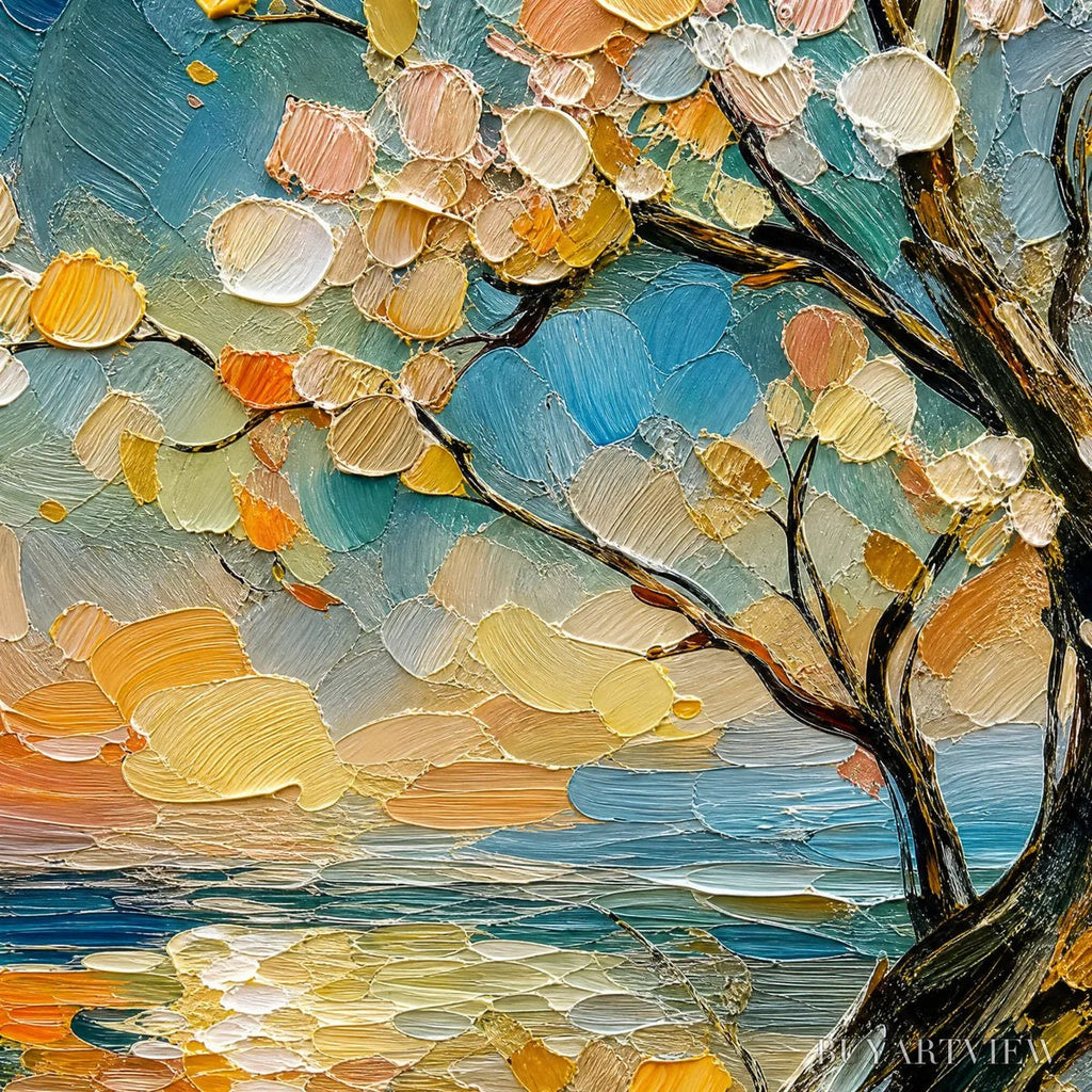 ARTOVITAS Springtide Tree – Blossom Tree Seascape Painting - image 3