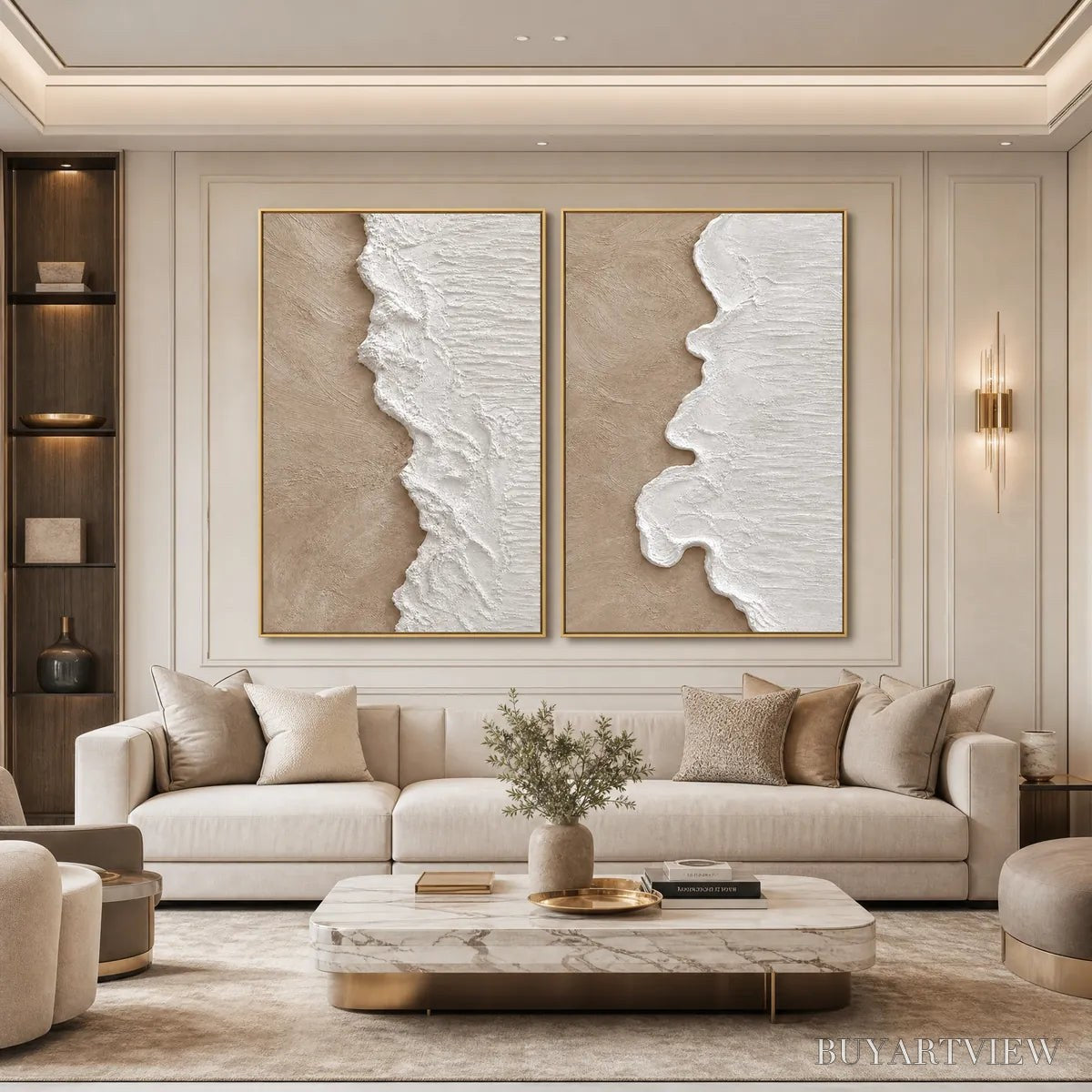 ARTOVITAS Coastal Calm – Textured Wabi-Sabi Abstract Beach Painting Diptych - image 5