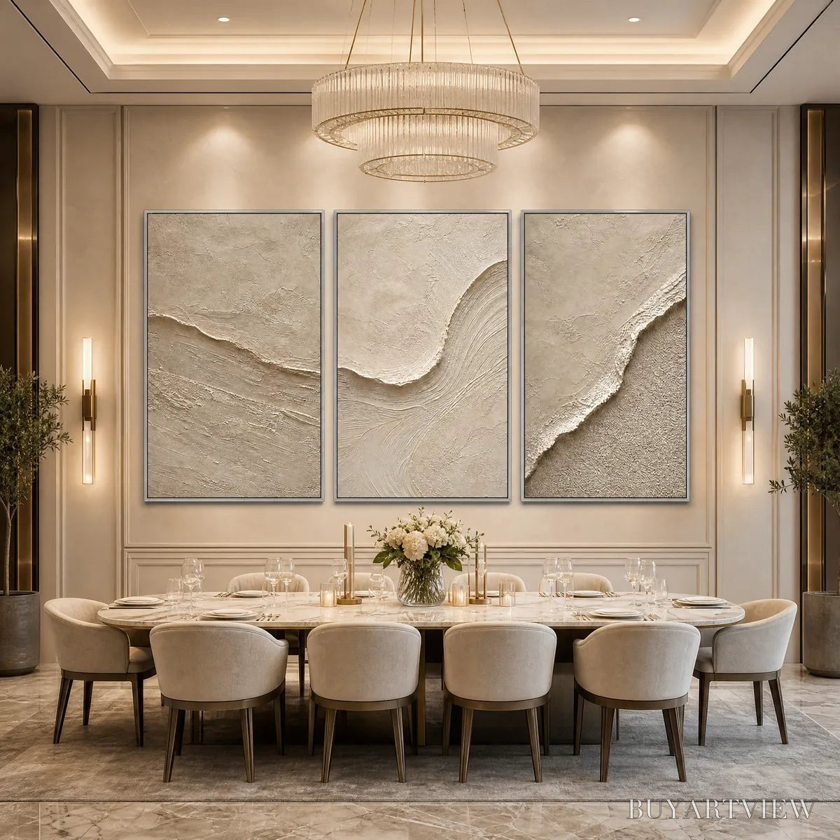 ARTOVITAS Shoreline Echo – Textured Beige Wabi Sabi Set of 3 - image 6