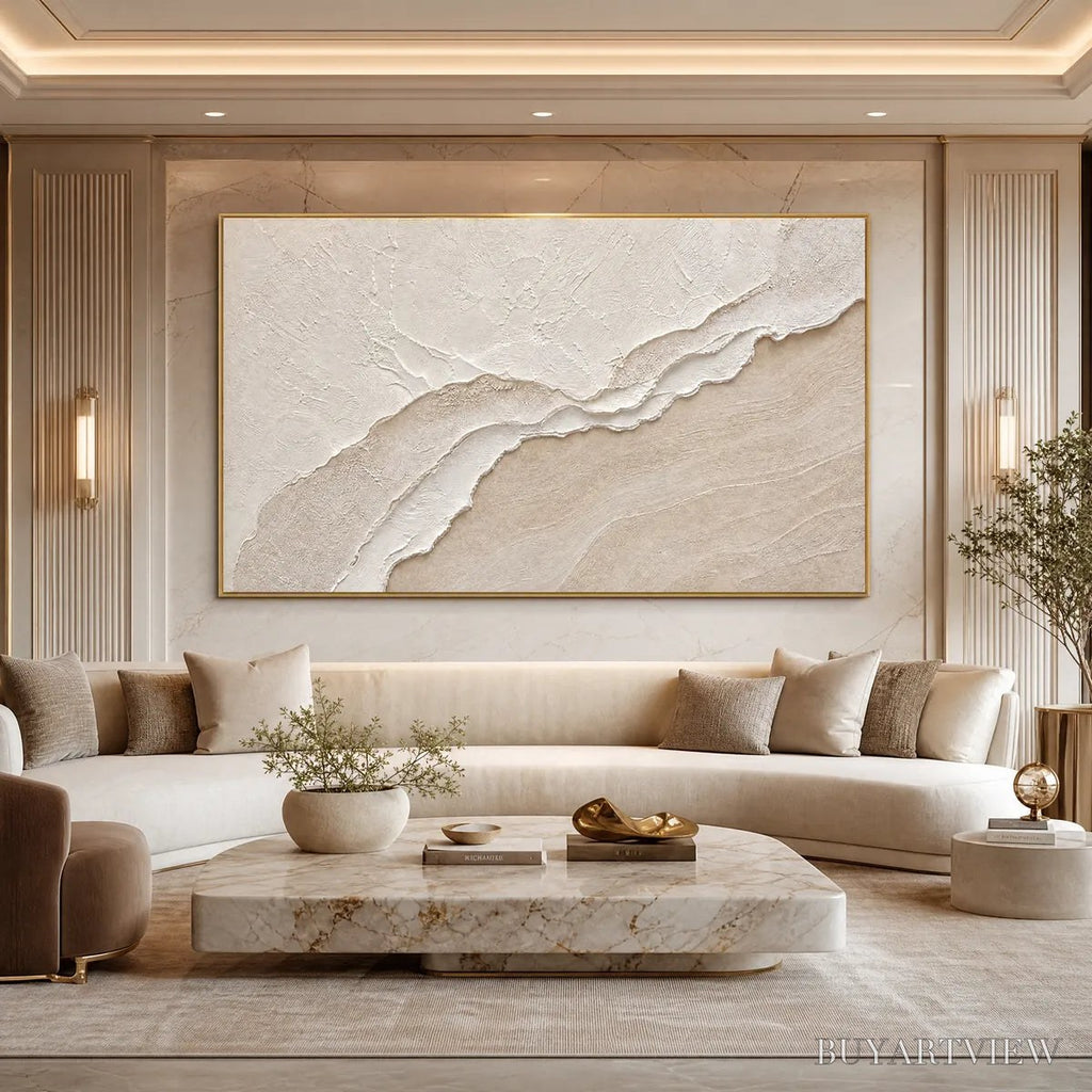 ARTOVITAS Whispers of the Tide – Textured Wabi Sabi Inspired Coastal Abstract Painting - image 4
