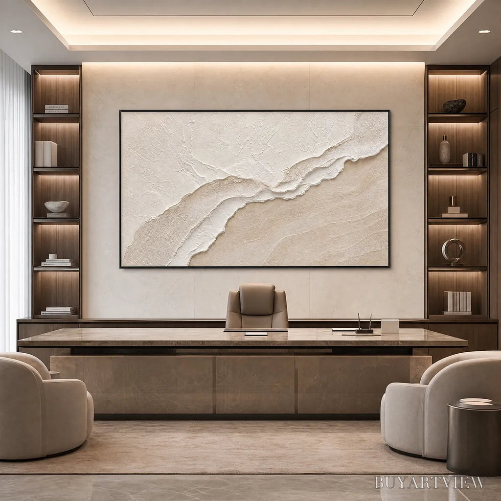 ARTOVITAS Whispers of the Tide – Textured Wabi Sabi Inspired Coastal Abstract Painting - image 6