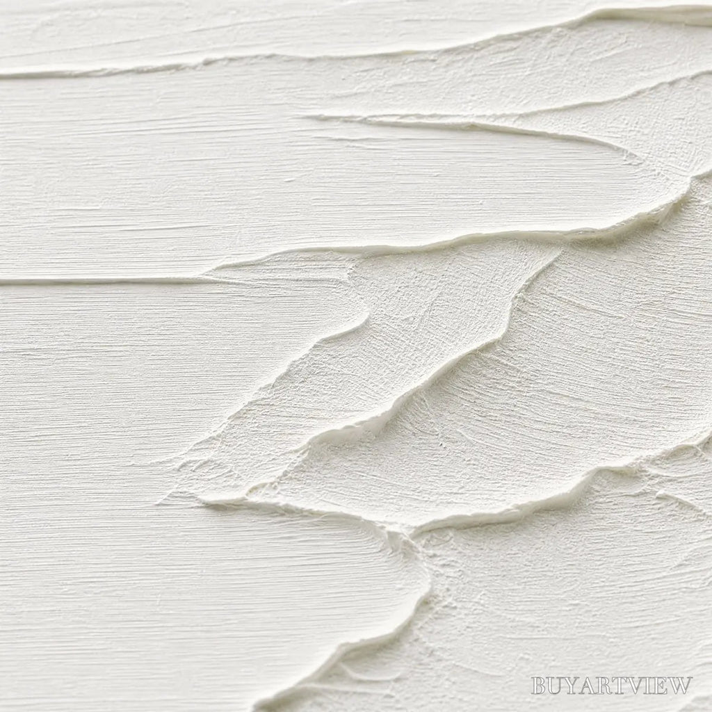 ARTOVITAS Eternal Shore – Minimalist White Textured Seascape Painting - image 3
