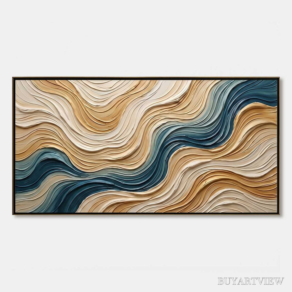 ARTOVITAS Coastal Drift – Large Textured Abstract Painting of Coastal Waves - image 1