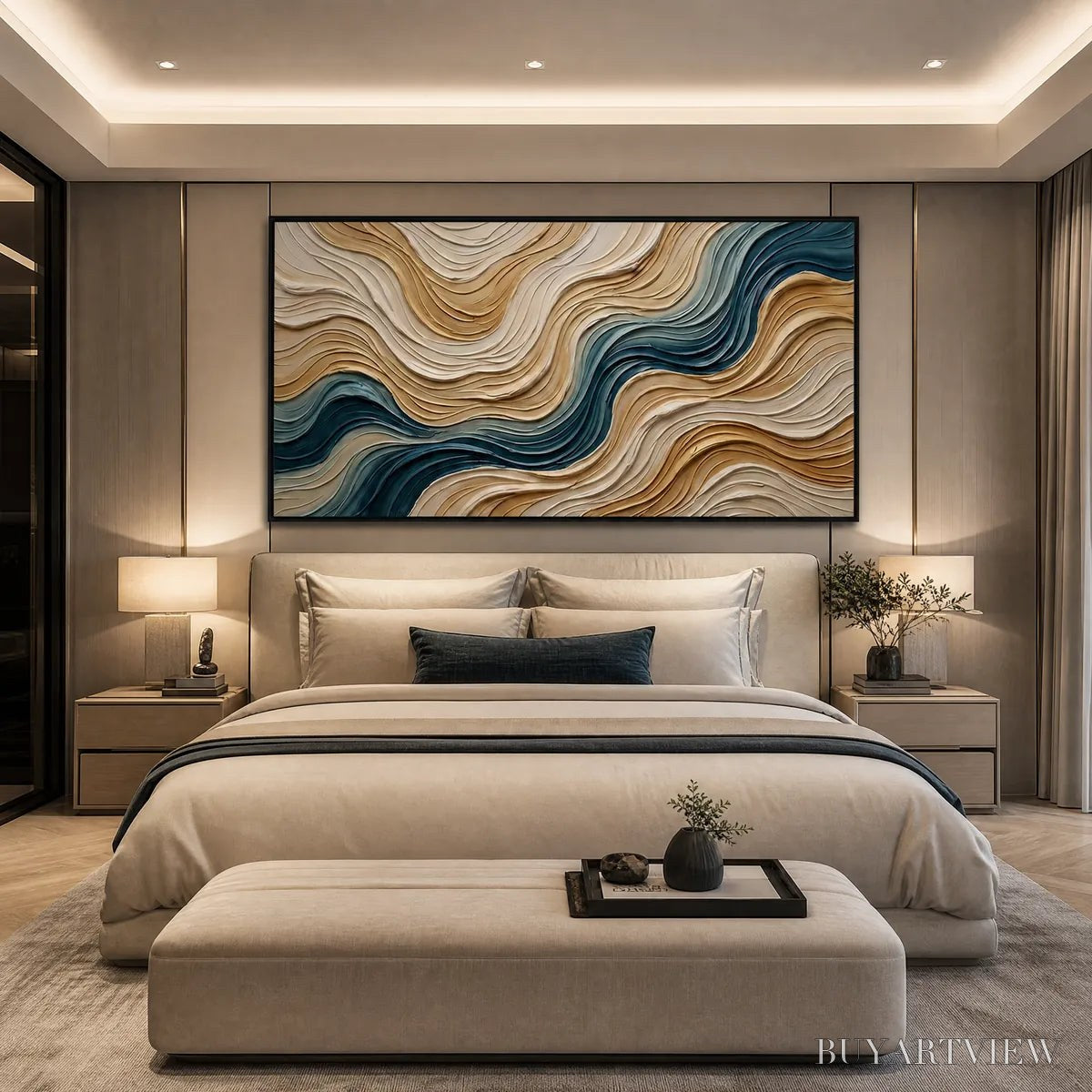 ARTOVITAS Coastal Drift – Large Textured Abstract Painting of Coastal Waves - image 2