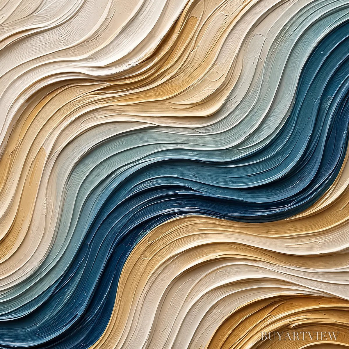 ARTOVITAS Coastal Drift – Large Textured Abstract Painting of Coastal Waves - image 3