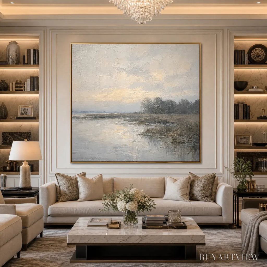 ARTOVITAS Whispering Reeds – Textured Wabi-Sabi Coastal Landscape Painting - image 2