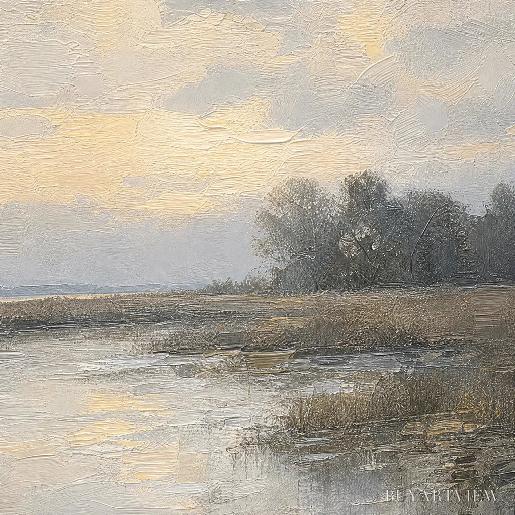 ARTOVITAS Whispering Reeds – Textured Wabi-Sabi Coastal Landscape Painting - image 3
