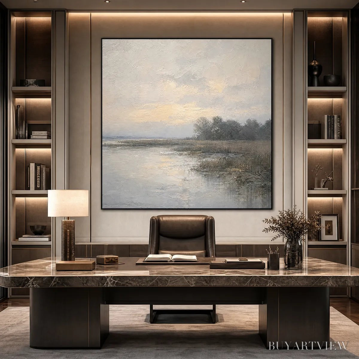 ARTOVITAS Whispering Reeds – Textured Wabi-Sabi Coastal Landscape Painting - image 5