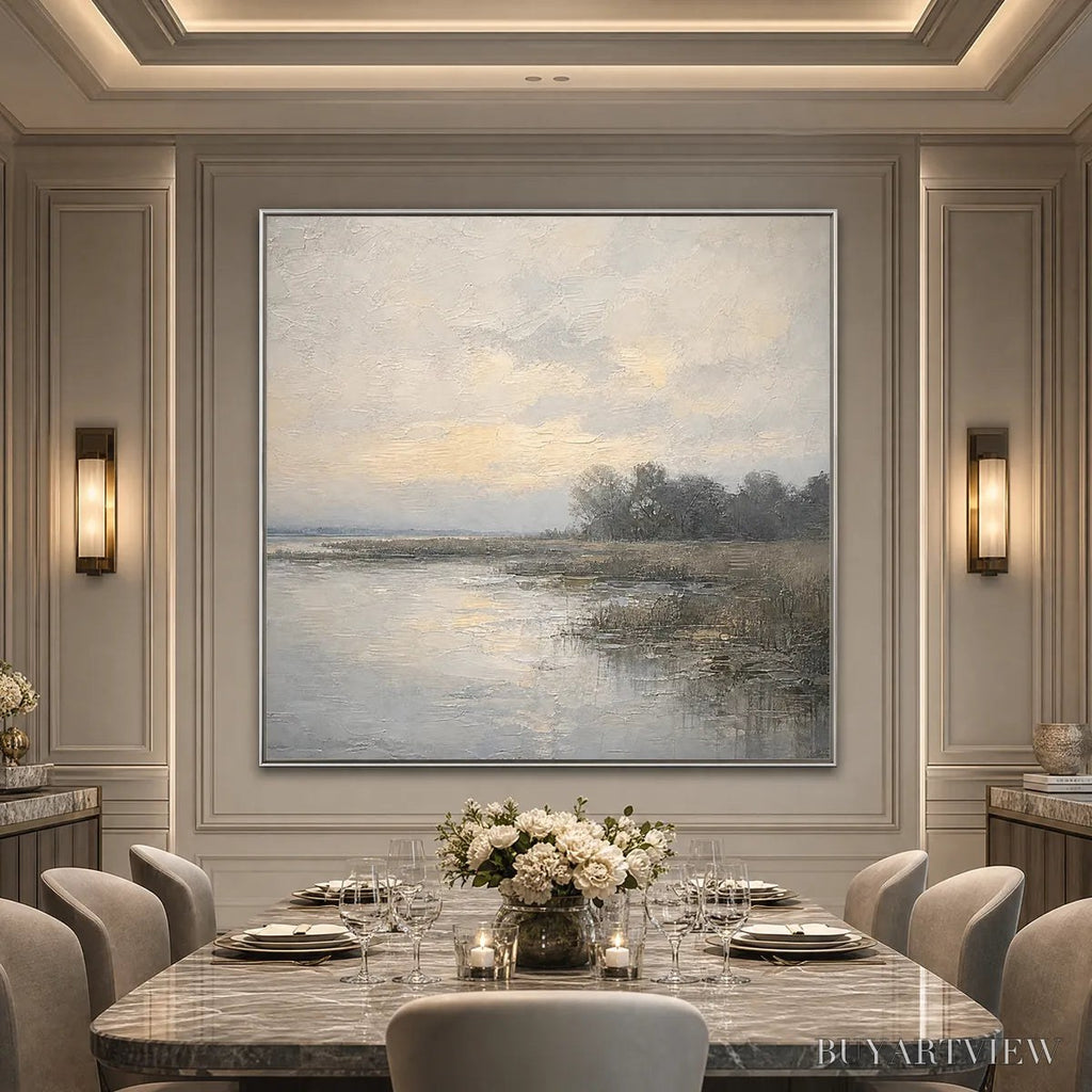 ARTOVITAS Whispering Reeds – Textured Wabi-Sabi Coastal Landscape Painting - image 6