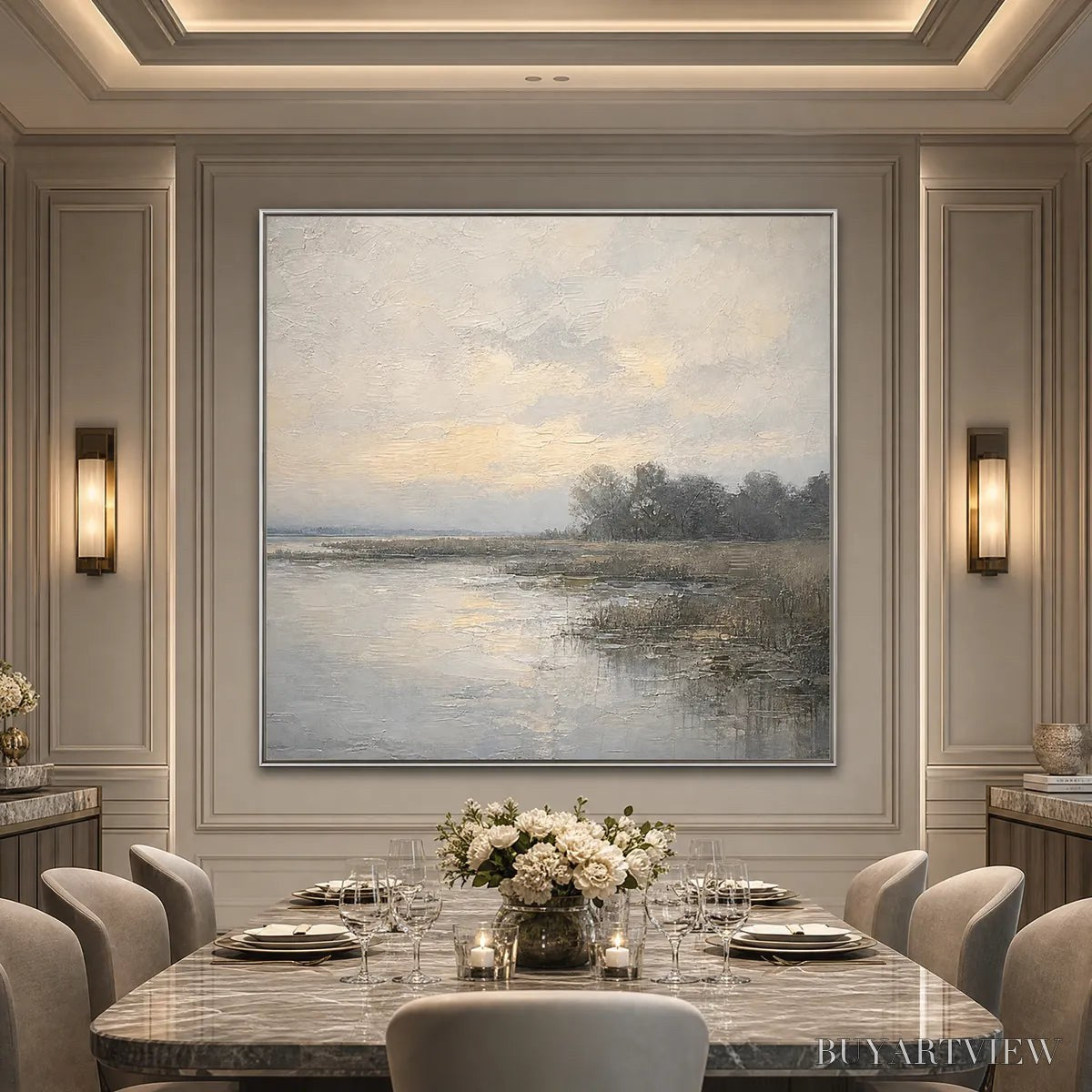 ARTOVITAS Whispering Reeds – Textured Wabi-Sabi Coastal Landscape Painting - image 6