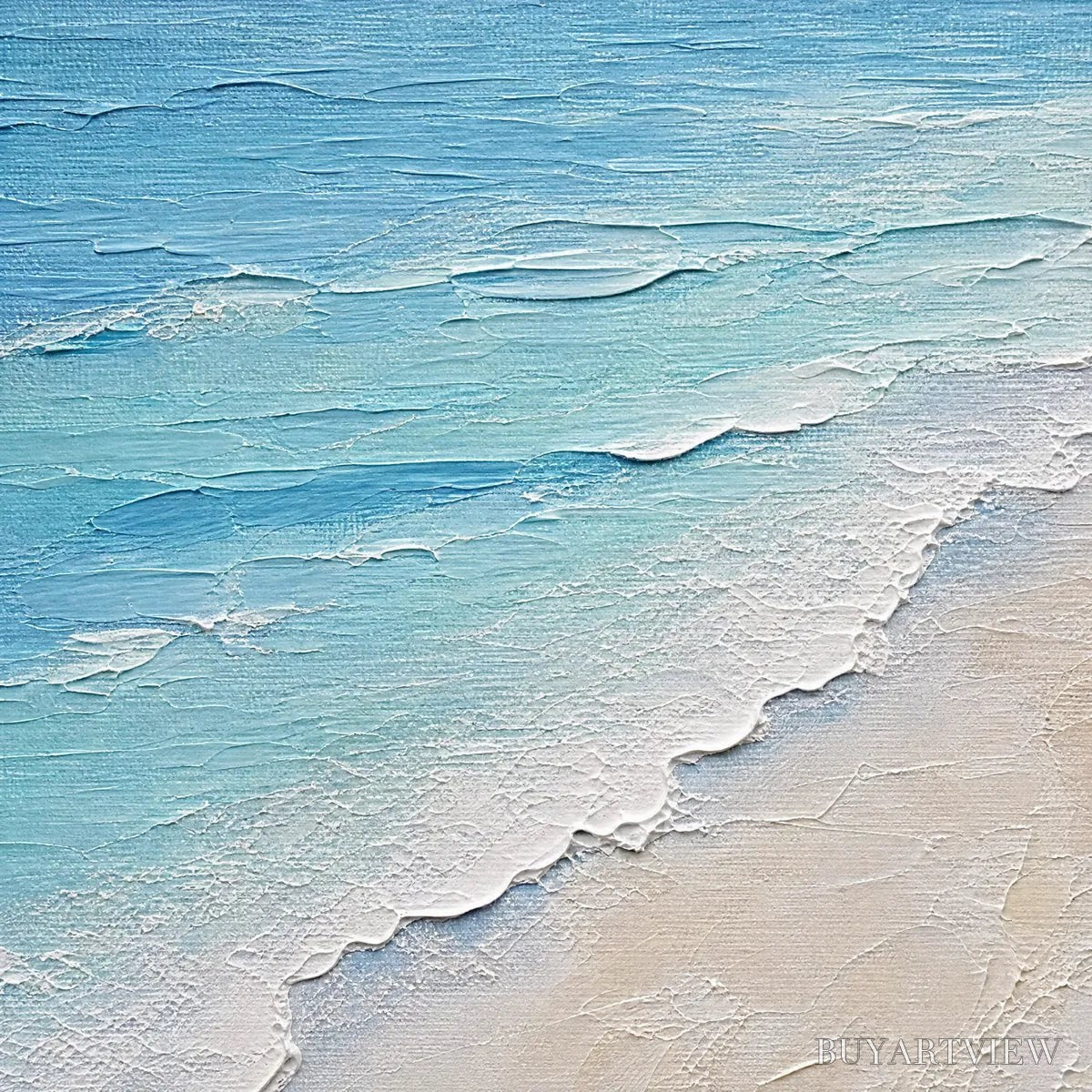 ARTOVITAS Whispering Tide – Textured Minimalist Beach Scene Painting - image 3