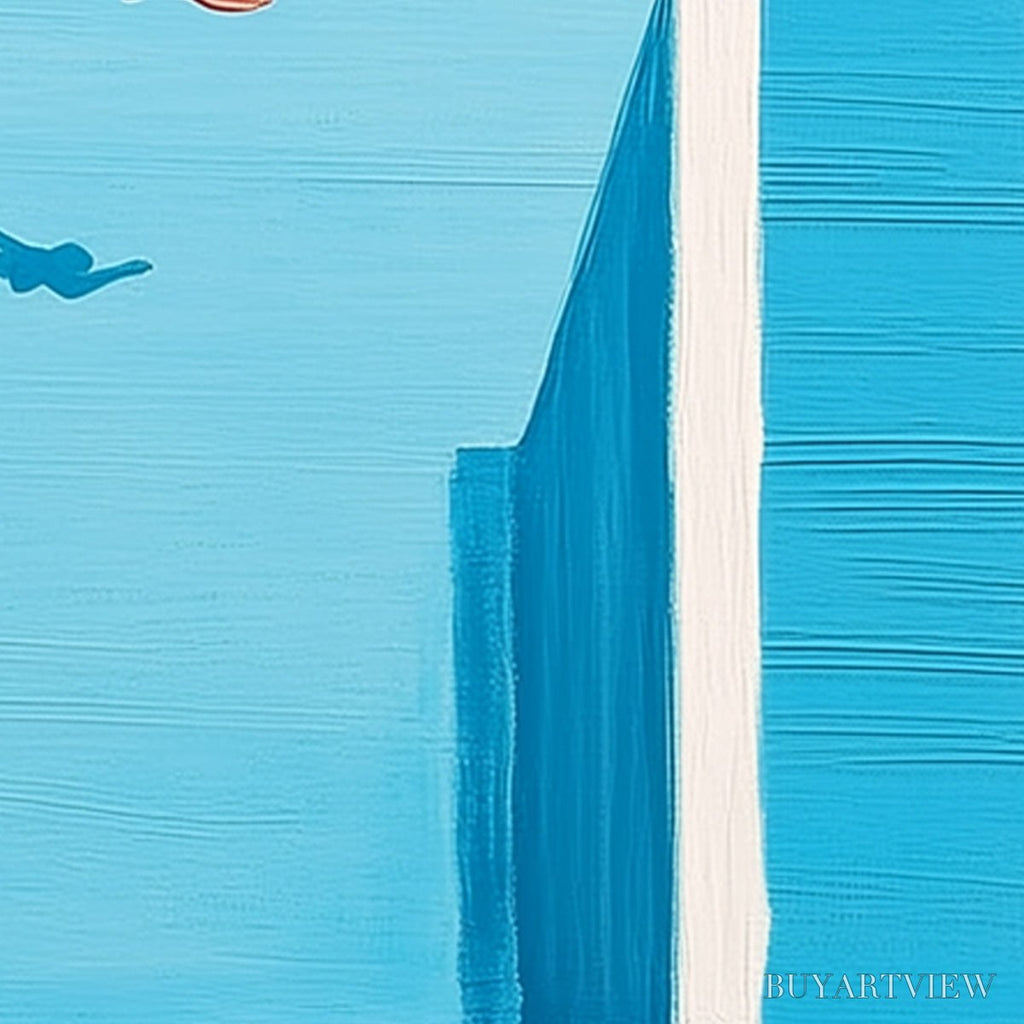 ARTOVITAS Horizon'S Edge – Minimalist Blue Seascape Painting with Figures - image 3