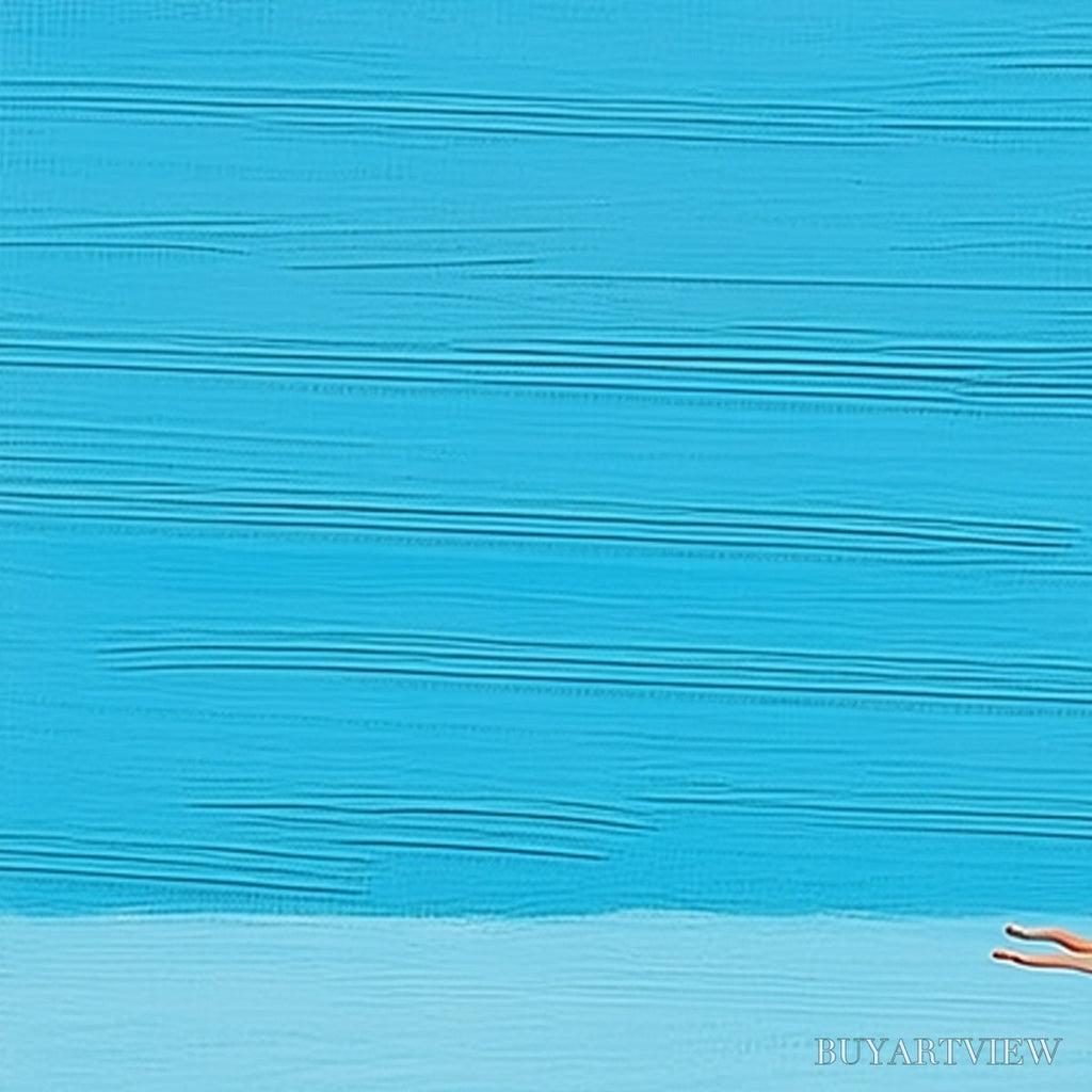ARTOVITAS Horizon'S Edge – Minimalist Blue Seascape Painting with Figures - image 5
