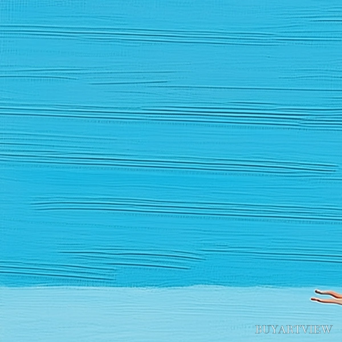 ARTOVITAS Horizon'S Edge – Minimalist Blue Seascape Painting with Figures - image 5