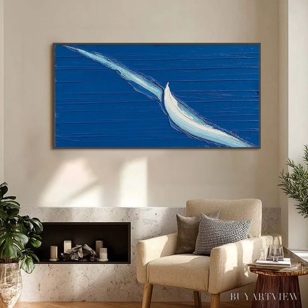 ARTOVITAS Voyage – Minimalist Textured Abstract Sailboat Painting - image 2
