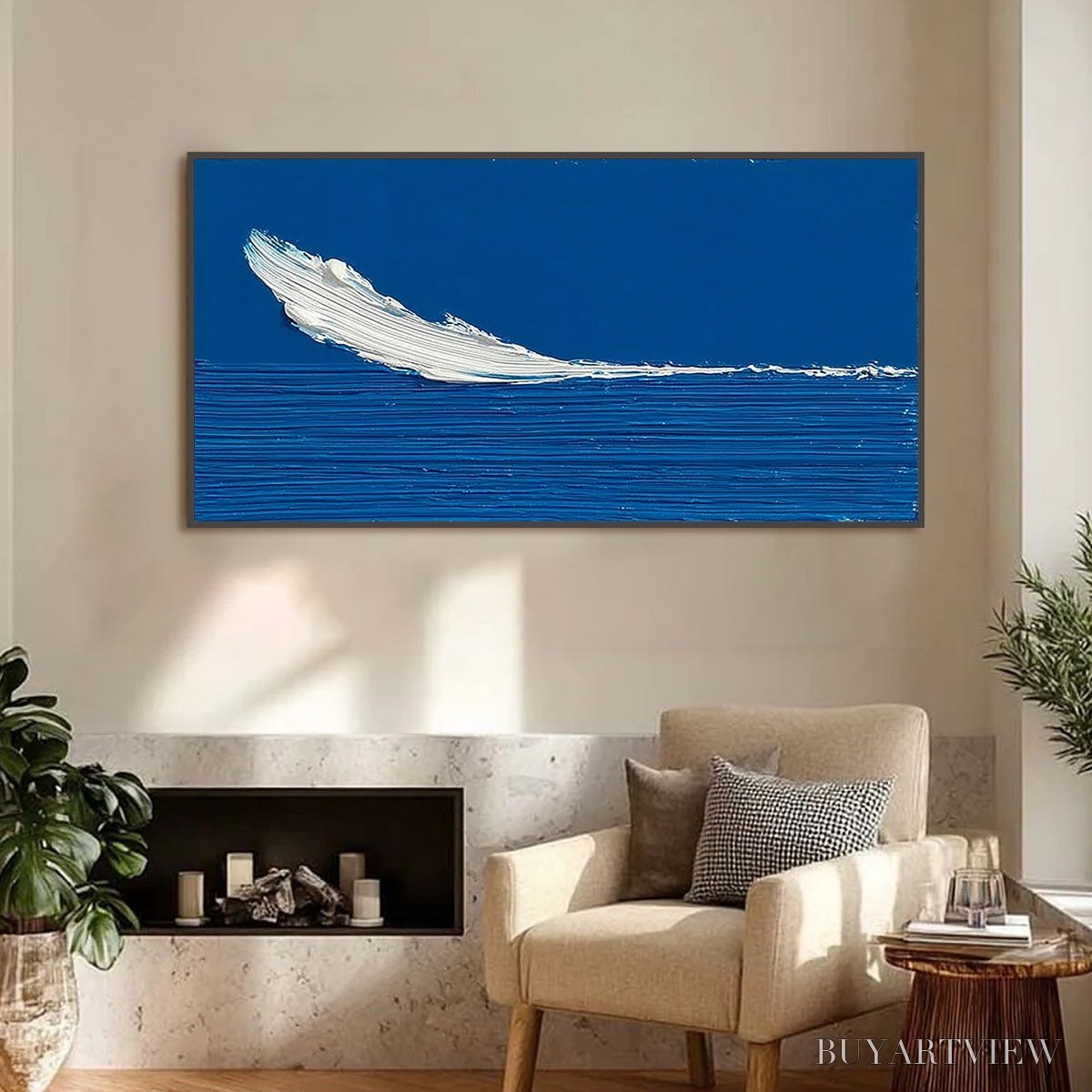ARTOVITAS Azure Crest – Minimalist Abstract Seascape Impasto Oil Painting - image 2