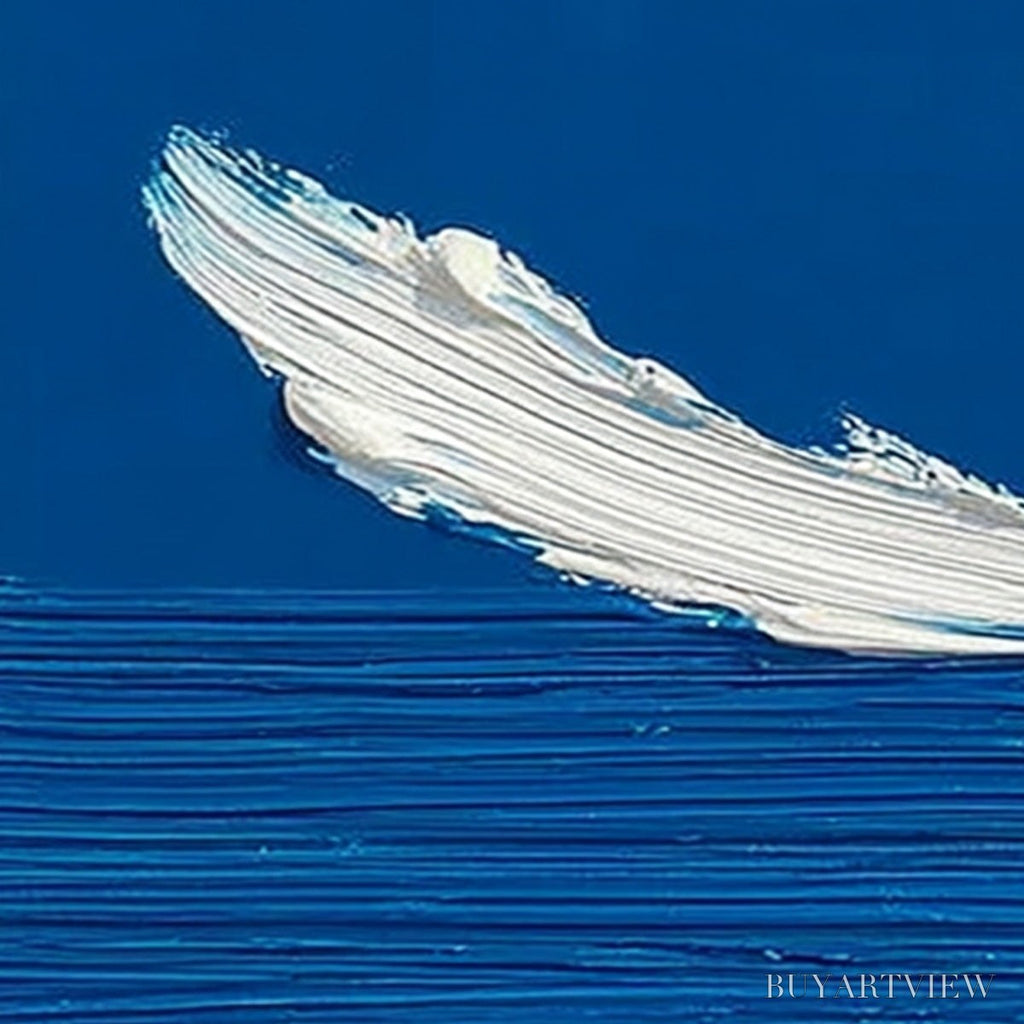 ARTOVITAS Azure Crest – Minimalist Abstract Seascape Impasto Oil Painting - image 3