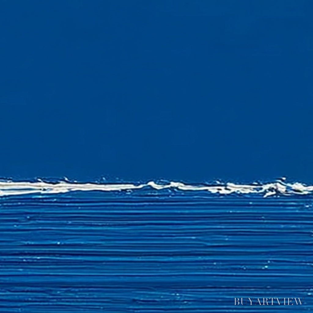 ARTOVITAS Azure Crest – Minimalist Abstract Seascape Impasto Oil Painting - image 5