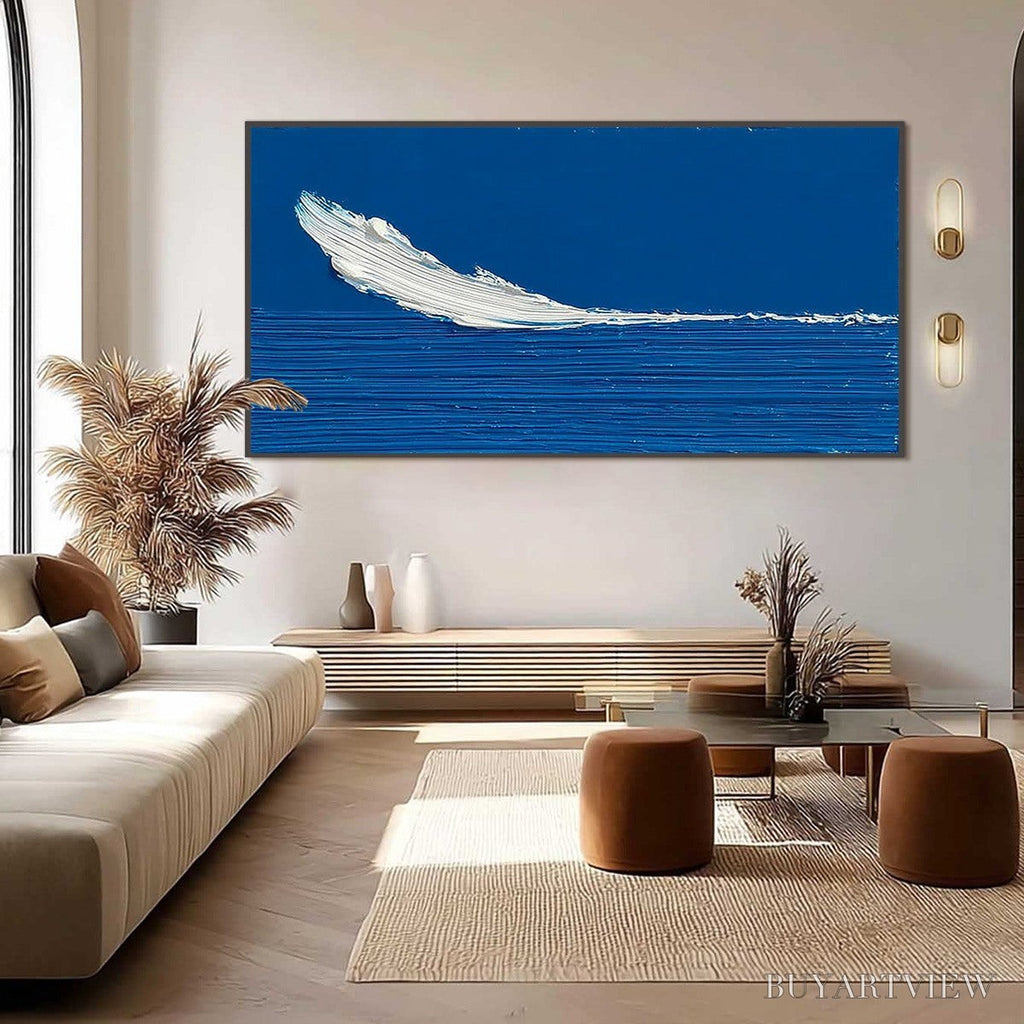 ARTOVITAS Azure Crest – Minimalist Abstract Seascape Impasto Oil Painting - image 6