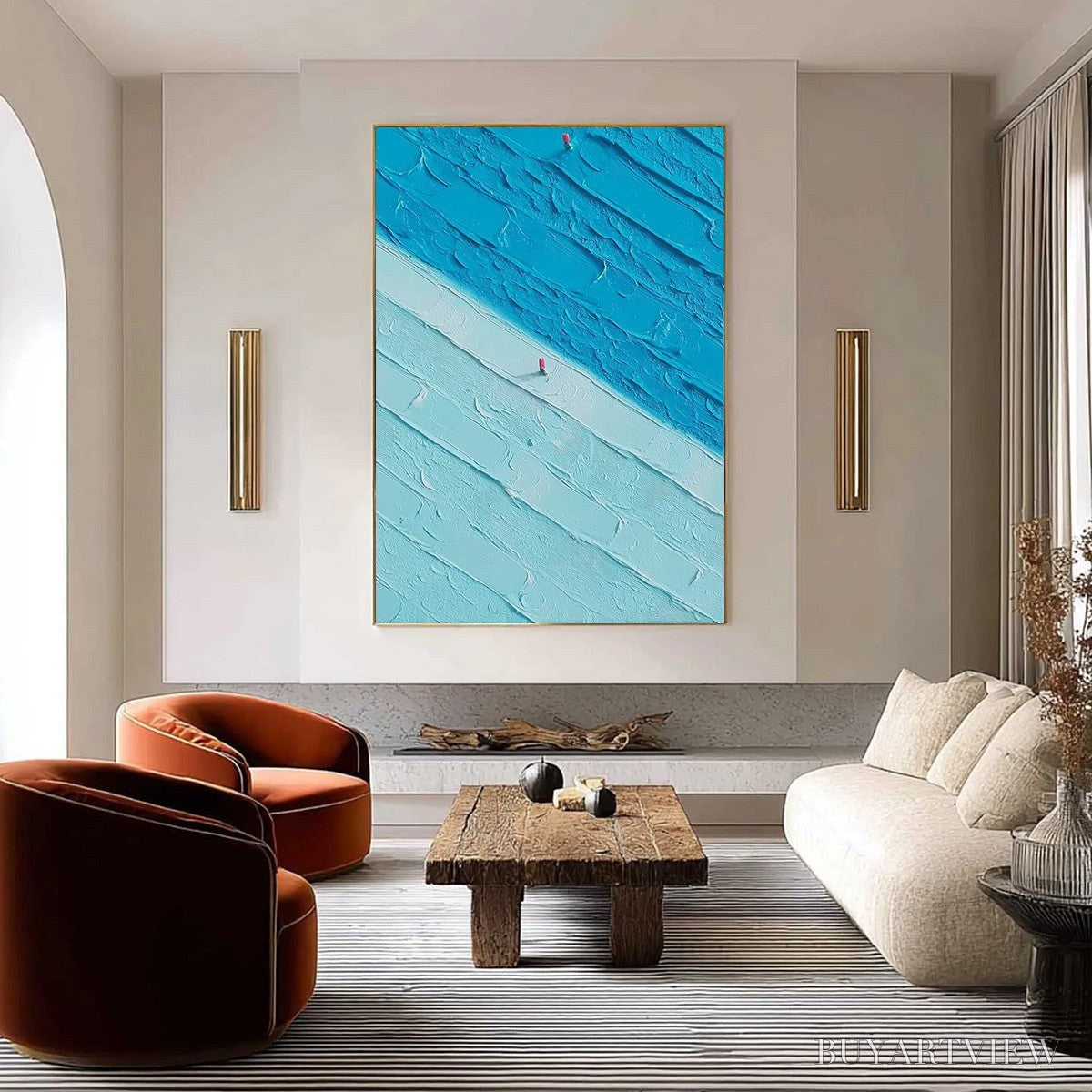 ARTOVITAS the Crossing – Textured Minimalist Abstract Seascape Painting - image 2