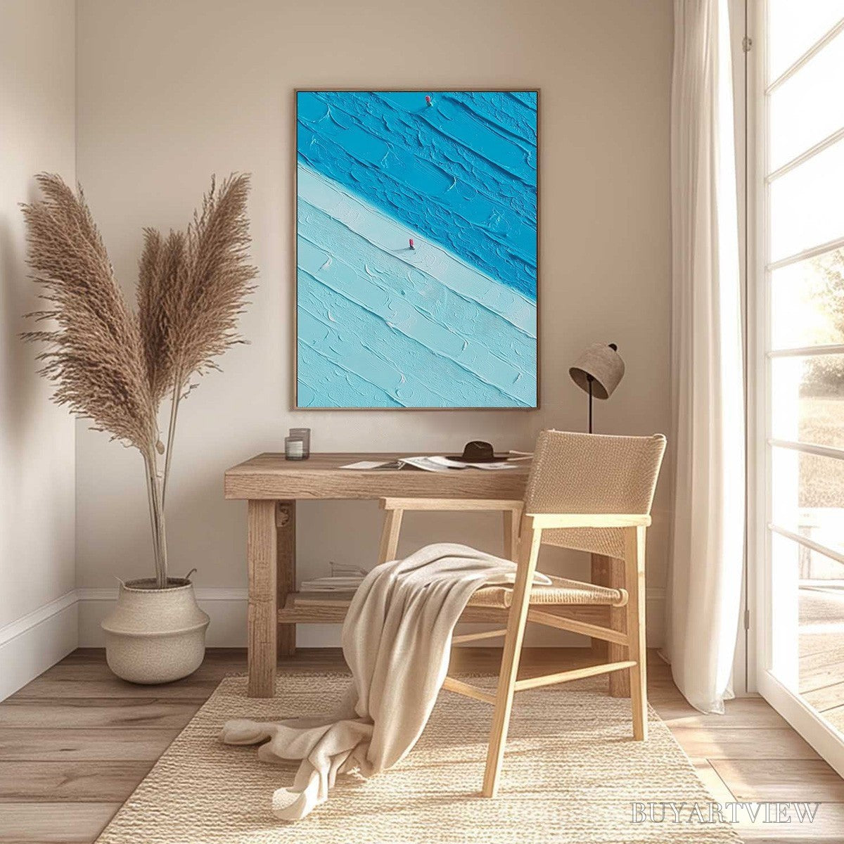 ARTOVITAS the Crossing – Textured Minimalist Abstract Seascape Painting - image 4