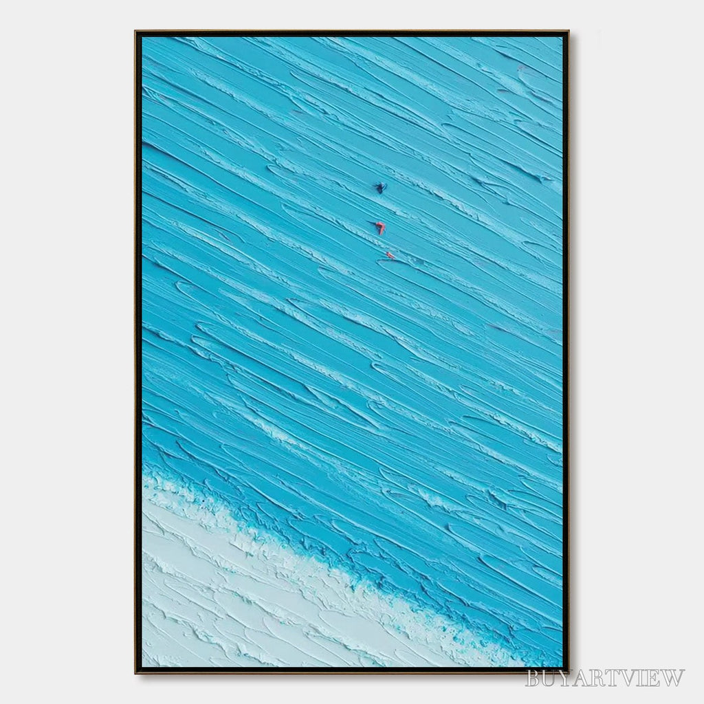 ARTOVITAS Azure Drift | Textured Abstract Beach Oil Painting - image 1