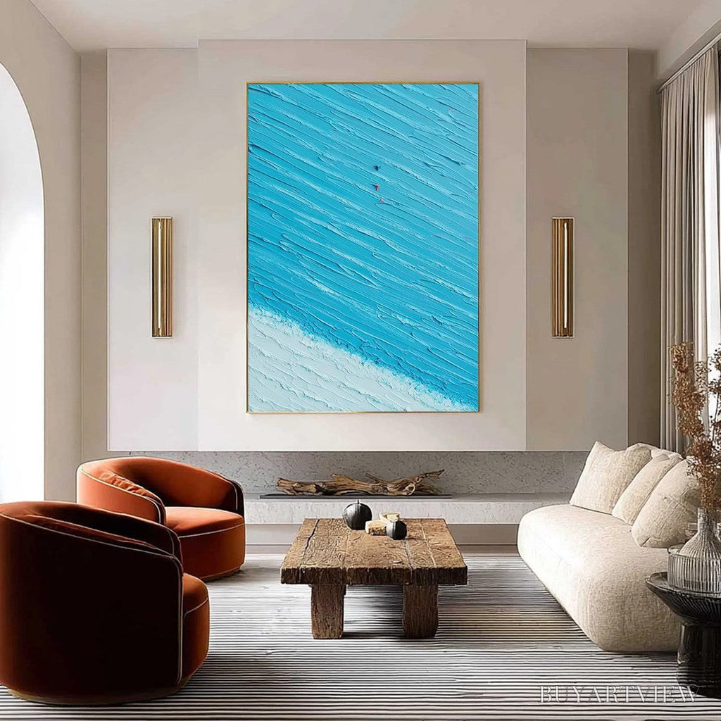 ARTOVITAS Azure Drift | Textured Abstract Beach Oil Painting - image 2