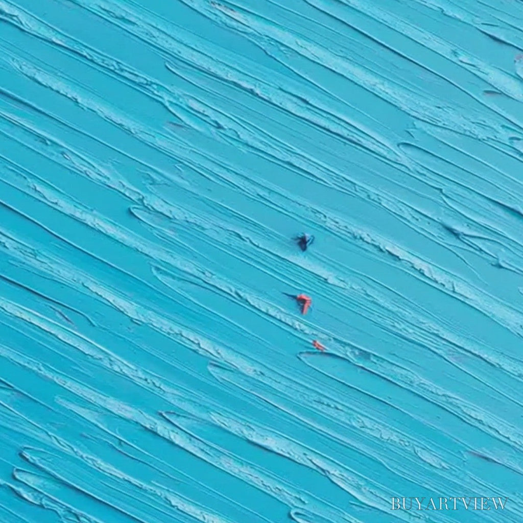 ARTOVITAS Azure Drift | Textured Abstract Beach Oil Painting - image 3