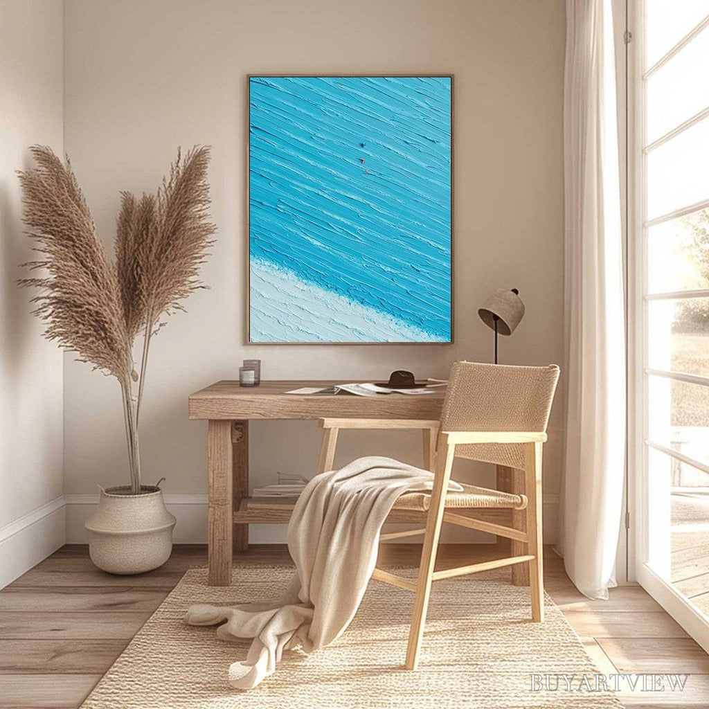 ARTOVITAS Azure Drift | Textured Abstract Beach Oil Painting - image 4