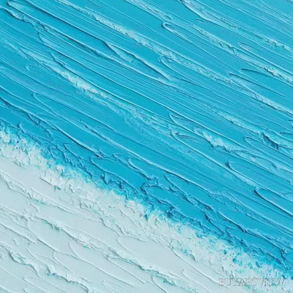 ARTOVITAS Azure Drift | Textured Abstract Beach Oil Painting - image 5