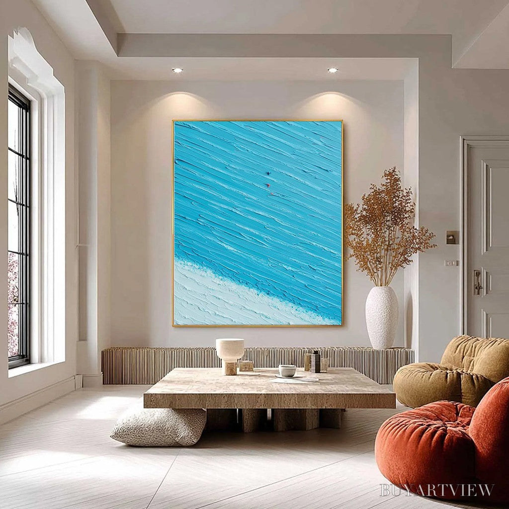 ARTOVITAS Azure Drift | Textured Abstract Beach Oil Painting - image 6
