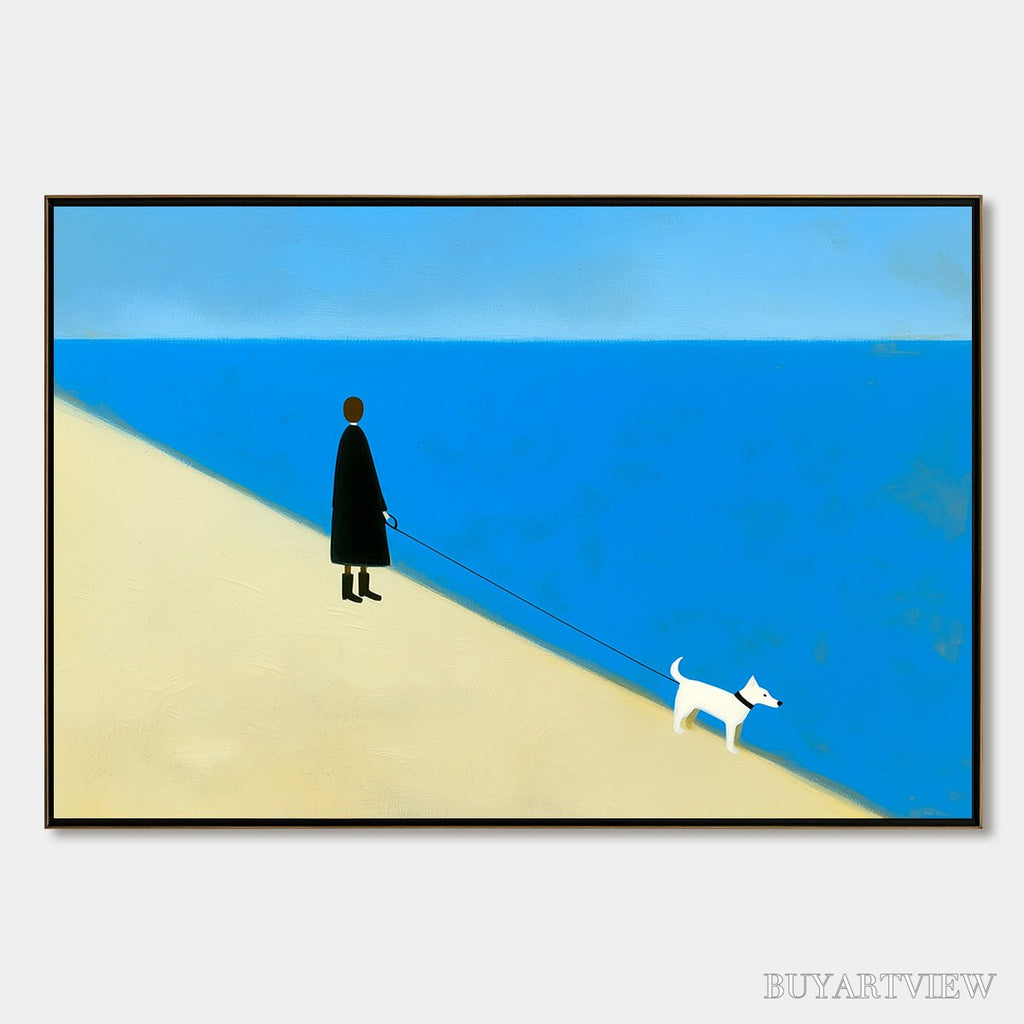 ARTOVITAS the Companion Minimalist Beach Oil Painting | Modern - image 1