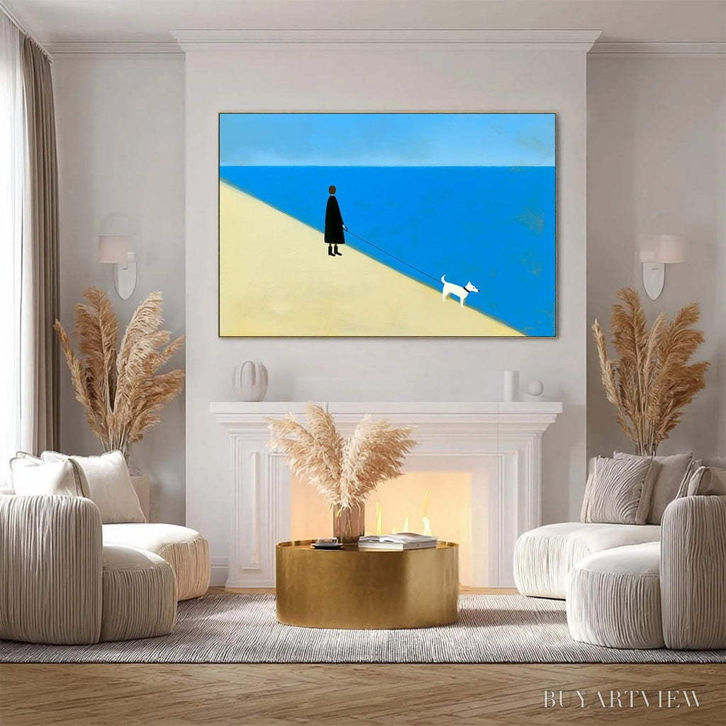 ARTOVITAS the Companion Minimalist Beach Oil Painting | Modern - image 4