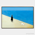 ARTOVITAS Companion – Textured Minimalist Painting of a Seaside Stroll - image 1