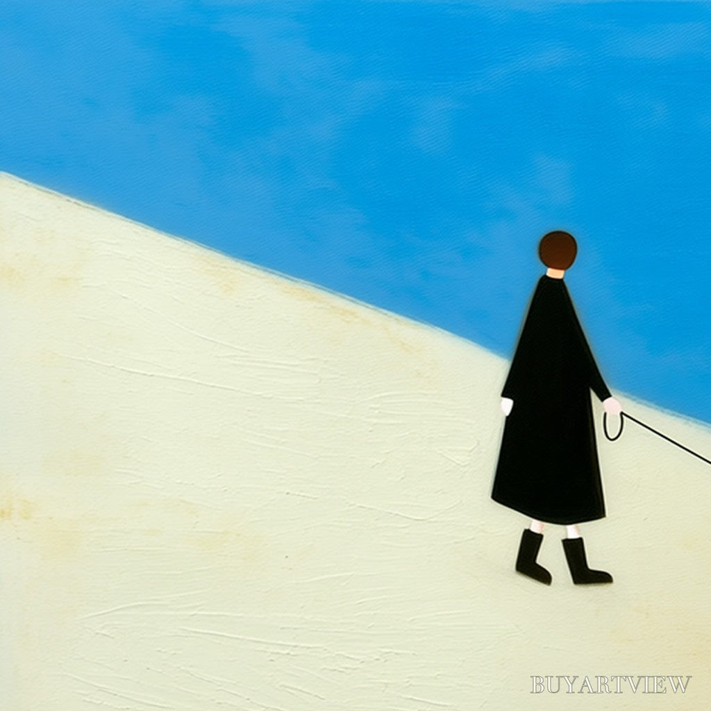ARTOVITAS Companion – Textured Minimalist Painting of a Seaside Stroll - image 3